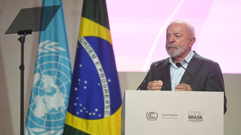 Tổng thống Brazil Luiz Inacio Lula da Silva phát biểu tại phiên khai mạc hội nghị. Ảnh: THX/TTXVN