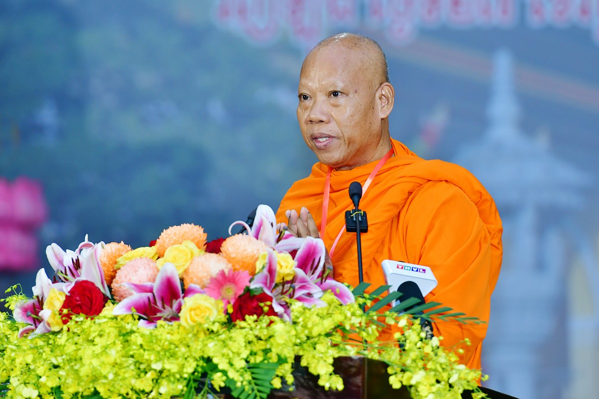 Thượng tọa Thạch Thảo- Sư cả chùa Kandal (xã Cầu Kè). Ảnh: BÁ THI