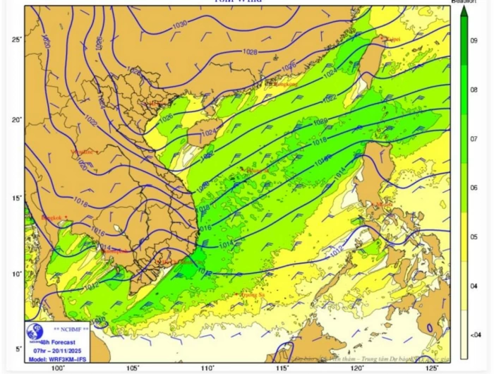 Ngày và đêm 19/11: Vùng biển Vĩnh Long có gió cấp 6, giật cấp 7-8, biển động