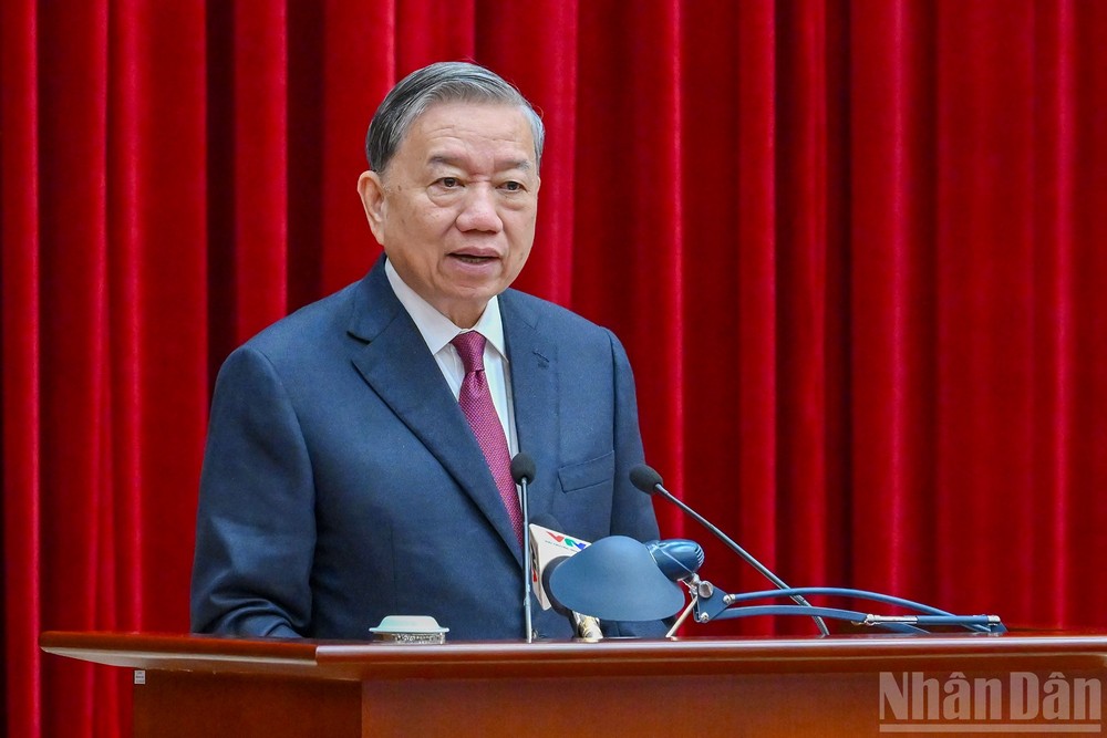 Tổng Bí thư Tô Lâm phát biểu chỉ đạo hội nghị.