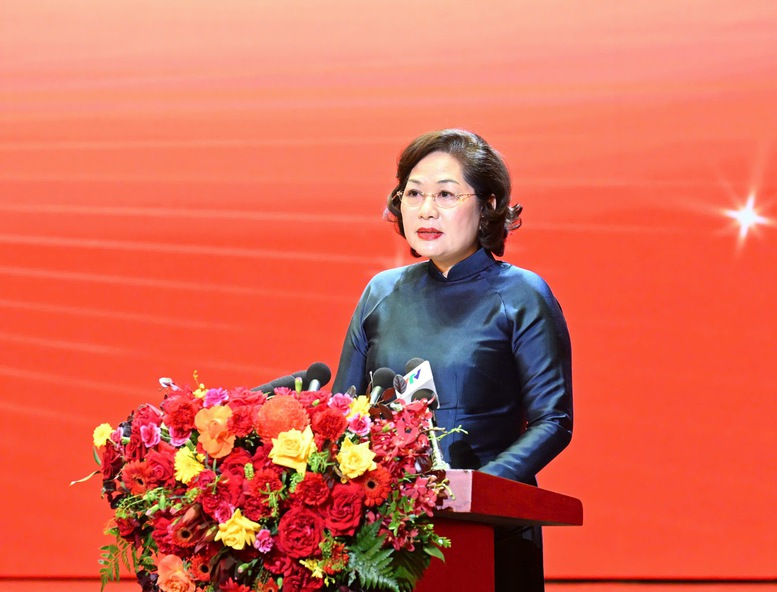 Thống đốc Ngân hàng Nhà nước Nguyễn Thị Hồng phát động phong trào thi đua trong toàn ngành giai đoạn 2026 - 2030 với chủ đề Ngành Ngân hàng thi đua đổi mới, sáng tạo, tiên phong cùng đất nước bước vào kỷ nguyên phát triển hùng cường, văn minh, thịnh vượng- Ảnh: VGP/Nhật Bắc

