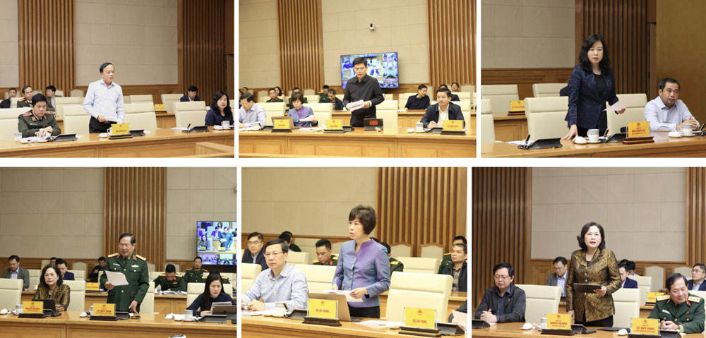 Lãnh đạo các bộ, ngành báo cáo tại phiên họp - Ảnh: VGP/Nhật Bắc