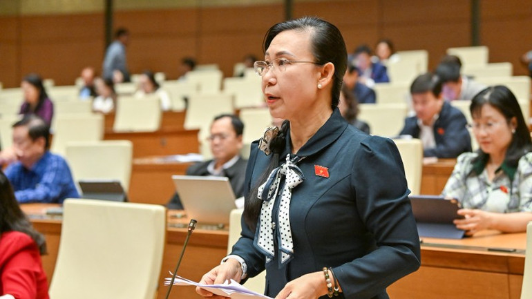 Đại biểu Phan Thị Mỹ Dung (Đoàn Tây Ninh). (Ảnh: THỦY NGUYÊN)
