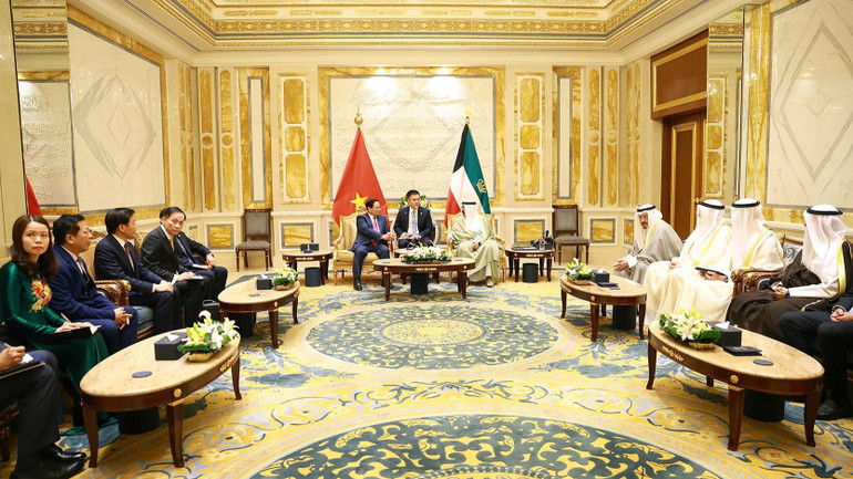 Quang cảnh buổi hội kiến. (Ảnh: TTXVN)