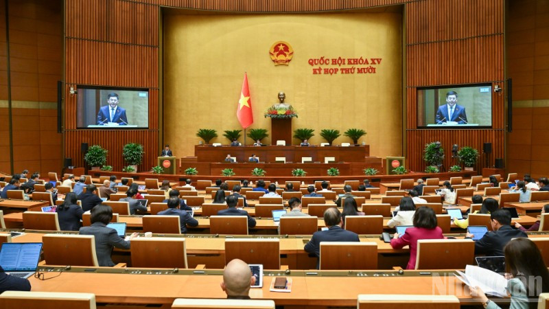 Quang cảnh phiên họp của Quốc hội, sáng 3/11/2025. (Ảnh: DUY LINH)