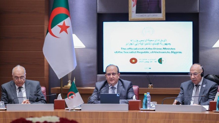 Thủ tướng Algeria phát biểu ý kiến tại hội đàm. (Ảnh: Nhật Bắc/VGP)