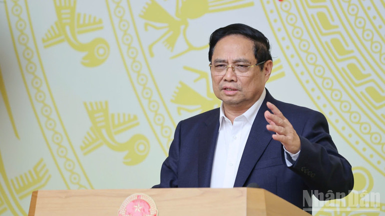 Thủ tướng Chính phủ Phạm Minh Chính phát biểu ý kiến tại phiên họp. (Ảnh: Trần Hải)