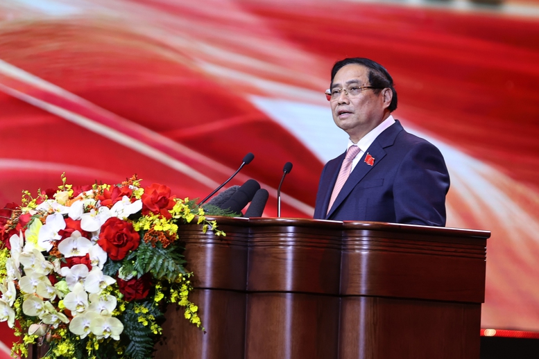 Thủ tướng Phạm Minh Chính phát biểu khai mạc Đại hội - Ảnh: VGP/Nhật Bắc