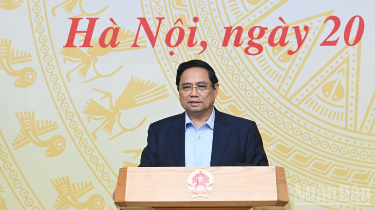 Thủ tướng Chính phủ Phạm Minh Chính phát biểu ý kiến kết luận phiên họp. (Ảnh: TRẦN HẢI)