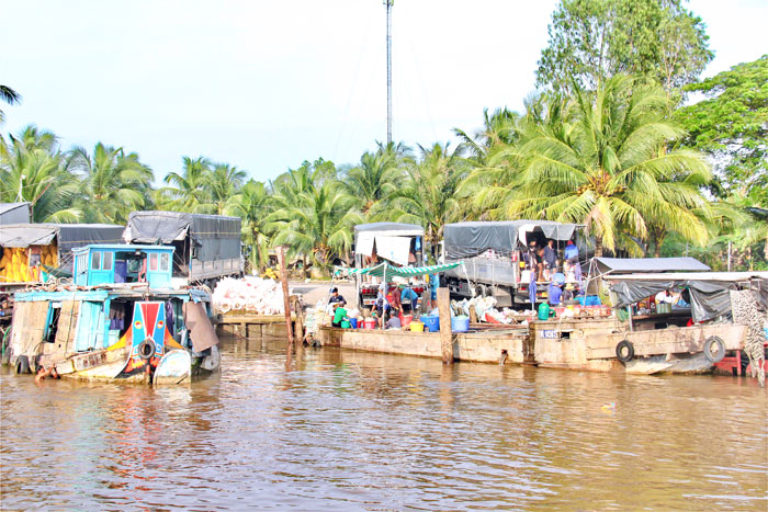 Một khúc sông Cái Nhỏ nhộn nhịp trên bến dưới thuyền.