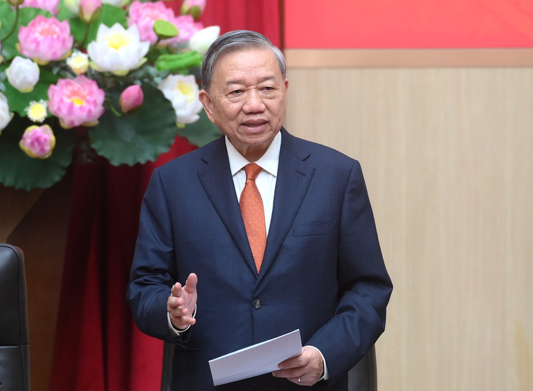 Tổng Bí thư Tô Lâm phát biểu tại hội nghị. (Ảnh: ĐĂNG KHOA)
