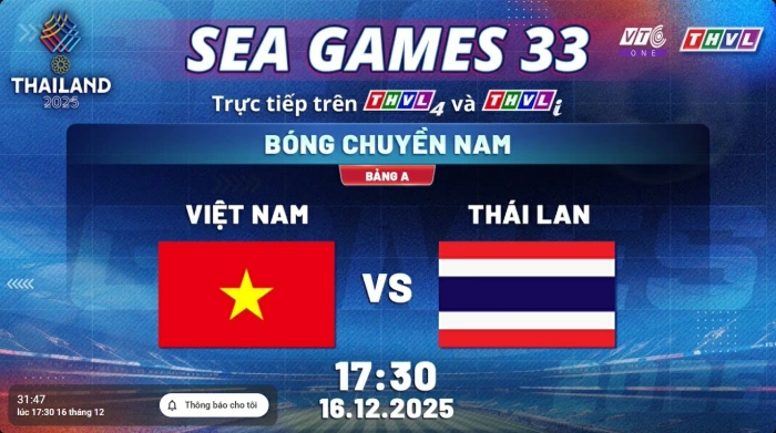 Trực tiếp bóng chuyền nam SEA Games 33 Việt Nam vs Thái Lan