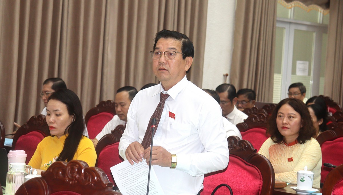 Đại biểu Trịnh Minh Tự- Tổ đại biểu số 12 tham gia thảo luận về thực trạng hoạt động của chính quyền cấp xã.