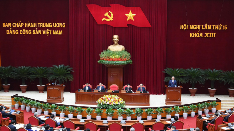 Quang cảnh phiên khai mạc Hội nghị lần thứ 15 Ban Chấp hành Trung ương Đảng khóa XIII. (Ảnh: ĐĂNG KHOA)
