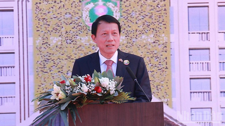 Đại tướng Lương Tam Quang phát biểu tại buổi lễ. (Ảnh: DUY TOÀN)
