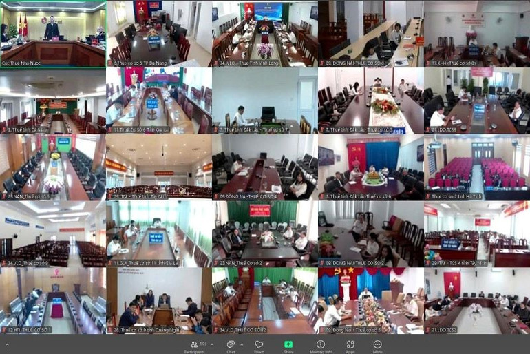 Quang cảnh tại điểm cầu cơ quan thuế địa phương.