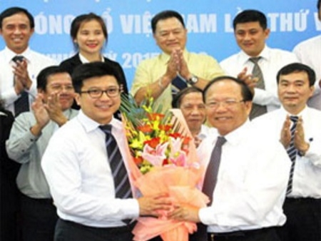 Tân Chủ tịch VBF- Nguyễn Bảo Hoàng trong lễ ra mắt BCH nhiệm kỳ mới (2015- 2019).