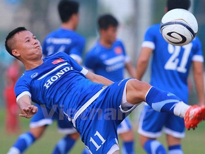 Đội tuyển Việt Nam thăng tiến trện bảng xếp hạng FIFA. (Ảnh: Minh Chiến/Vietnam+)
