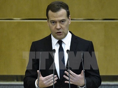 Thủ tướng Nga Dmitry Medvedev. (Ảnh: AFP/TTXVN)
