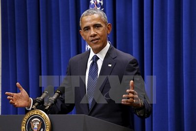 Tổng thống Mỹ Barack Obama tại một cuộc họp báo ở thủ đô Washington ngày 30/9. (Nguồn: Reuters/TTXVN)