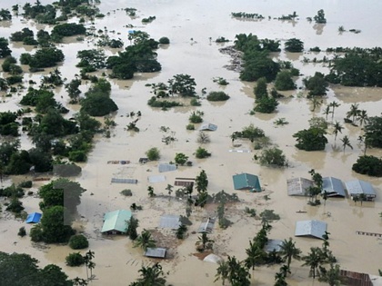 Cảnh ngập lụt tại khu vực Kalay, Sagaing, Myanmar ngày 1/8. (Nguồn: AFP/TTXVN)