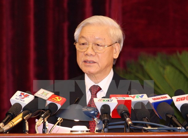Tổng Bí thư Nguyễn Phú Trọng phát biểu bế mạc. (Ảnh: Thống Nhất/TTXVN)