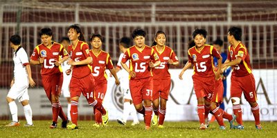 Niềm vui chiến thắng của đội chủ nhà TP Hồ Chí Minh 6-0 trước Hong Kong (Trung Quốc).