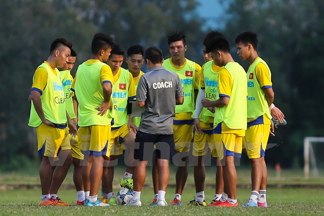 Đội hình chính U21 Việt Nam nhiều khả năng sẽ có 7 tới 8 cầu thủ U21 Hà Nội T&T. (Ảnh: Minh Chiến/Vietnam+)
