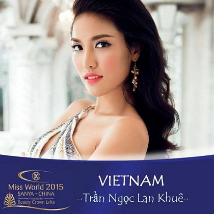 Hình ảnh Lan Khuê trên trang web chính thức của cuộc thi Hoa hậu Thế giới