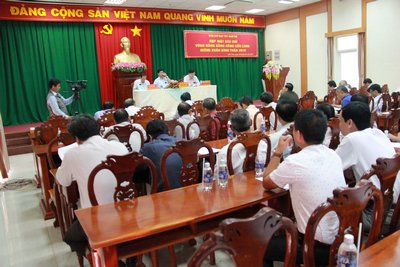 Quang cảnh buổi họp mặt các cơ quan báo chí trong vùng ĐBSCL của Ban Chỉ đạo Tây Nam bộ.