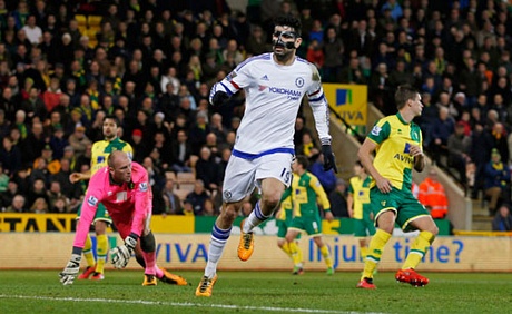 Diego Costa ghi bàn thắng quyết định cho Chelsea. Ảnh: Reuters.