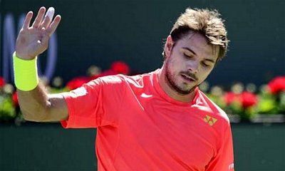 Đương kim vô địch Roland Garros Stan Wawrinka dừng bước ở vòng bốn Indian Wells. Ảnh: EPA.