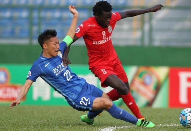 Becamex Bình Dương (áo đỏ) chia tay AFC Champions League. (Nguồn: AFC)