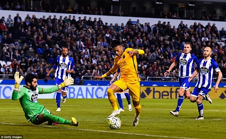 Neymar ấn định thắng lợi 8-0 cho Barcelona ở cuối trận