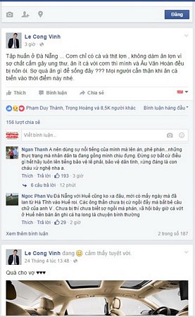 Chia sẻ của Công Vinh trên facebook.Ảnh chụp màn hình