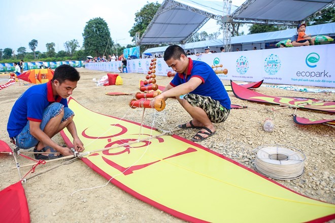 Festival quy tụ hơn 500 cánh diều do hơn 100 nghệ nhân đến từ nhiều quốc gia trình diễn. (Ảnh: PV/Vietnam+)