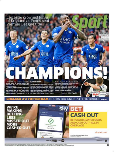 Metro: Leicester City lên ngôi, cúi chào nhà Vua.