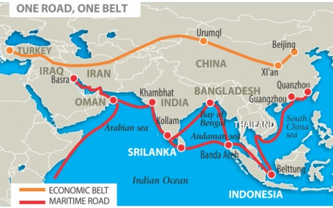 Sơ đồ dự án Một vành đai-Một con đường của Trung Quốc. Ảnh Wiki