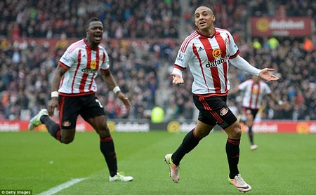 Khazri ăn mừng sau khi ghi bàn cho Sunderland