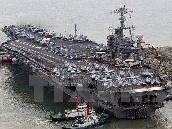 Tàu sân bay hạt nhân Mỹ USS John C. Stennis. (Nguồn: Yonhap/TTXVN)