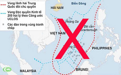 Yêu sách đường lưỡi bò phi lý của Trung Quốc chiếm gần trọn diện tích Biển Đông.