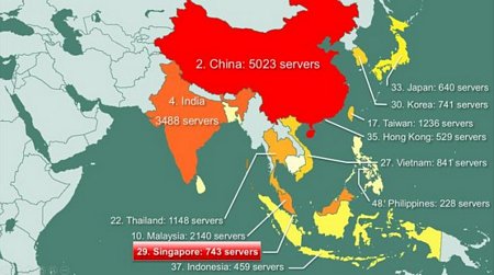 Bản đồ nêu tên các quốc gia có máy chủ đang bị đem rao bán trên chợ đen xDedic. - Ảnh: Kaspersky