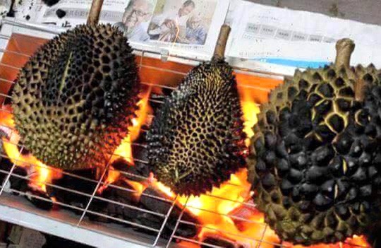 Sầu riêng ngon nhất vẫn là nướng trên bếp than hồng.