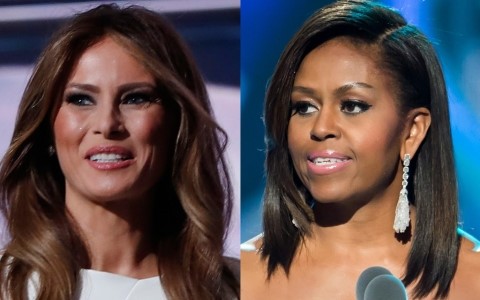 Vợ tỷ phú Donald Trump Melania (trái) và Đệ nhất phu nhân Michelle Obama. Ảnh AP