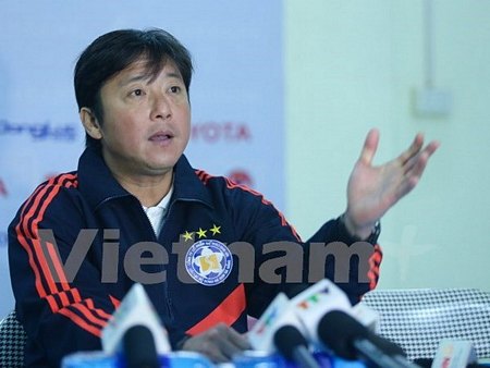 Huỳnh Đức là người rất thẳng thắn trong các cuộc họp báo. (Ảnh: Minh Chiến/Vietnam+)