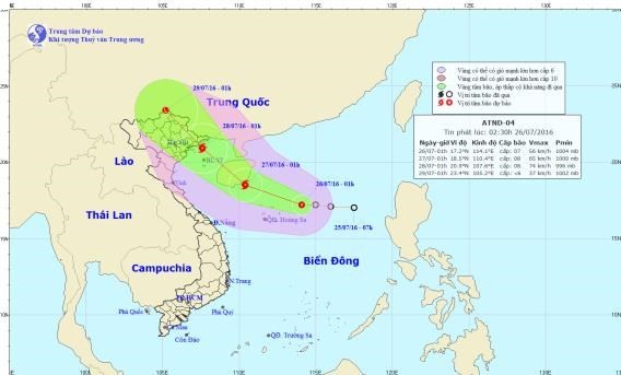 Đường đi của bão. (Nguồn: nchmf.gov.vn)