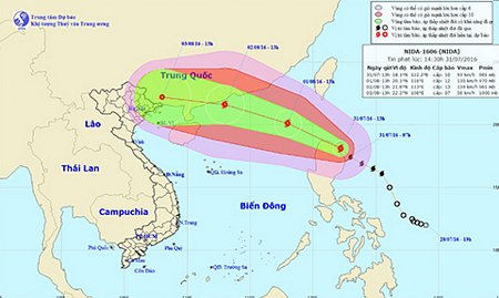  Hướng di chuyển của bão số 2