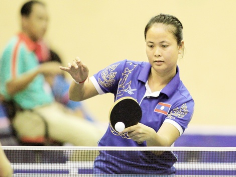 Giải Bóng bàn quốc tế- Cúp Phân bón Miền Nam- Vĩnh Long 2016 thu hút nhiều VĐV tham gia, trong đó có đội của Xiêng Khoảng (Lào). Ảnh: DƯƠNG THU