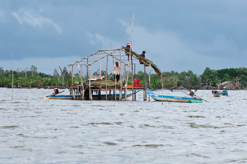 Người dân cất chòi canh giữ và chăm sóc sò.