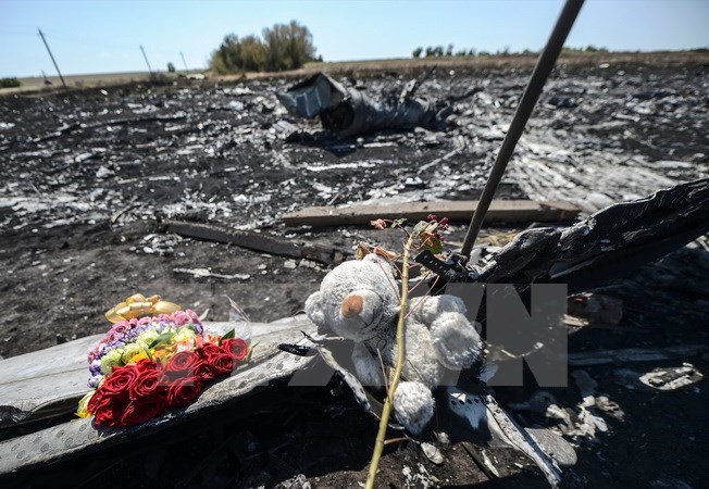 Tưởng niệm nạn nhân vụ rơi máy bay MH17 tại khu vực gần làng Hrabove, Ukraine ngày 26/7/2014. (Nguồn: AFP/TTXVN)